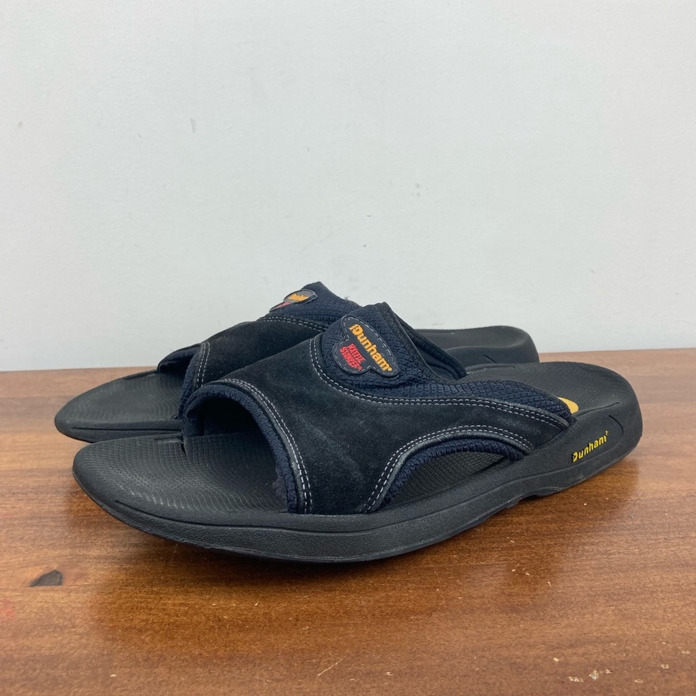 Dunham Waffle Stomper Black Suede Slide Sandals Vibram Men’s Size 10-10.5 Approx